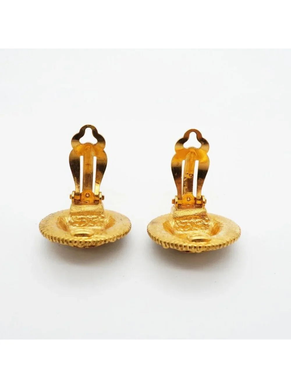 Chanel Earrings Vintage CC Logo Round Circle Gold Plated